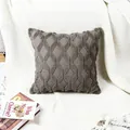 Quilted gray velvet pillow cover with geometric diamond pattern for sofa and bed decor - Standard / Plush Diamond / Cover Only / Dark Gray