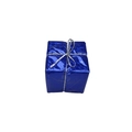 Blue shiny square Christmas ornament box with silver string for tree decoration - Blue
