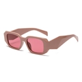Chic Morandi pink geometric sunglasses with translucent pink lenses in a retro square frame - C12 Dusty Rose Pink