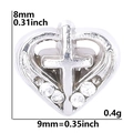 Silberner Herz-Kreuz-Anhänger mit Kristallen für Armbänder, Größe 9mm x 8mm - Herz Kreuz-Silber Strass