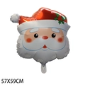 Ballon de Noël en aluminium en forme de Père Noël, décor festif, 57x59 cm - Tête de Père Noël flocon de neige