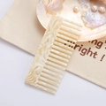 Elegant wide-tooth acetate comb in cream marble finish with vintage minimalist design - 3# Creamy Marble