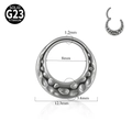 G23 titanium hinged ring with hammered texture finish, size 1.2x8mm for piercing - 1.2x8mm / Hammered Surface / Steel