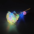 Luminous gold foil artificial rose with LED light and iridescent laser effect petals - Holographic White + Heart Light