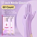 Extra long plum purple nitrile disposable gloves in M size, 60 pieces per pack - 60 Pieces Of 12-inch Size L Purple