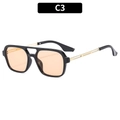 Gafas de sol aviador retro con montura negra, lentes ámbar y patillas de metal dorado - Montura Negra Lentes de Té