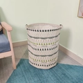 Foldable canvas laundry basket with green Nordic tree pattern and sturdy fabric handles - Little Grove / 35*41cm (45L)