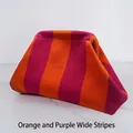 Knitted clutch handbag with bold orange and purple thick stripes in a modern trapezoid design - Orange & Purple Stripes