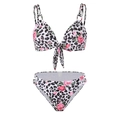 Maillot de bain trois pièces avec imprimé léopard et roses roses et pantalon en mesh - S / Haut Et Bas / Imprimé Léopard Rose