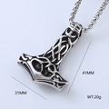 Pendente martello di Thor Mjölnir in acciaio inossidabile argento da 31mm x 41mm - Mitologia Norrena Mjolnir (Stile 1)