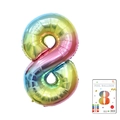 Rainbow gradient 40-inch foil balloon number 8 with retail card packaging - 40-inch Gradient 8-piece Paper Card