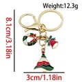Christmas keychain with golden bells, festive wreath, and striped Xmas tree charms - ER1791-Tree Bell Butterfly Wreath 8-shape Keychain
