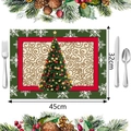 Mantel individual navideño con estampado de árbol y copos, dimensiones de 45x32cm - Estilo 1