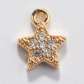 Macro shot of gold star charm with sparkling white zircons and sturdy loop for DIY jewelry - Style 18-Rhinestone Star
