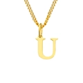 Collar de acero inoxidable chapado en oro con colgante de letra U mayúscula estilo serif - Letra U (Dorado)