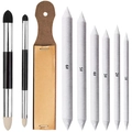Pro sketching set with 6 paper blending stumps, 2 sponge pens, and a sandpaper board - 9pcs Sketching Tool Set