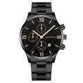 Black Dial Rose Gold Hands Black Band (Flat End)
