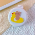 White round folding hairbrush with cute duck and bear cartoon pattern for women - Duck Bear (Round Comb)
