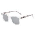 Modern square frame sunglasses with transparent grey frames and dark tinted lenses - Transparent Frame Light Grey