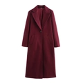 Cappotto lungo classico bordeaux in misto lana con bavero e chiusura a bottone singolo - XS / Borgogna