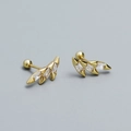 Gold s925 silver wing stud earrings with clear zircon stones and screw back closure - 925 Silver / Gold