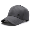 Dark gray baseball cap for men with vertical texture and metal Fashion badge - Adjustable / Gray