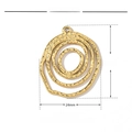 Detail of 29mm gold-tone irregular triple spiral pendant with hammered steel texture - VG236x3/Spiral Circle