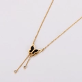Collar con colgante de mariposa 3D en negro y dorado con circonitas para mujer - Dorado