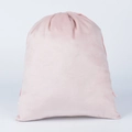 Close-up of a pink velvet drawstring pouch with soft texture and elegant fabric folds - 8*10cm / Flat Top Drawstring Bag / Light Pink