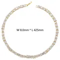 Tennis necklace in 18K gold finish with clear zircon stones 8.0mm wide and 425mm long - Gold White Zircon Necklace
