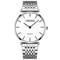 Sleek CHENXI quartz watch with silver stainless steel band and minimalist white dial - Silver-White (Men)
