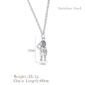Pendentif astronaute en acier inoxydable argenté avec détail de casque effet pierre de lune - Argent