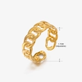 Golden Cuban link chain open ring with an adjustable band and 1.7cm inner diameter - Gold Ring 164