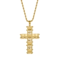 Golden stainless steel necklace featuring a mechanical style industrial cross pendant - Gold Gear Industrial Necklace (With 60cm Twist Chain)