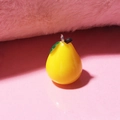 Cute yellow resin pear shaped pendant with metal loop for DIY phone case charm making - with Hook / Pear
