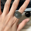Minimalist translucent resin wide band ring in sage green finish for women - Dark Green