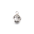 6mm silver stainless steel birthstone pendant charm with clear crystal for DIY jewelry - White-Steel
