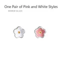 Orecchini a fiore in argento 925 smalto rosa e bianco con finitura argento a specchio - Coppia Bianco e Rosa