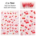Detailed 5D relievo nail art sticker CA-7044 featuring cherry and bowknot designs - CA-7044