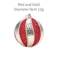 Pallina di Natale da 8cm rossa e oro con strisce e glitter per decorazione albero - Oro rosso / Diametro 8cm/12g
