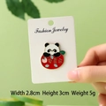 Panda enamel brooch holding a red apple with blessing text in a 3cm metal badge - Peace and Joy Panda