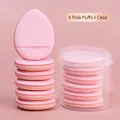 Set of 6 pink mini finger puffs in round and teardrop shapes with a clear storage case - 6 Pack + Storage Box / Pink