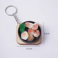 Miniature fried egg and bacon teppanyaki keychain with wooden base accessory - Sushi Poached Egg Teppanyaki - Keychain