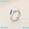 Polished silver heart signet ring in stainless steel with 12mm width and US sizes 6-9 - US 6 / Steel (KR111430-GC)