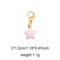 Pink enamel star charm with gold lobster clasp for shoes and bags decoration - Style 31 Pentagram