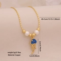 Collana con medusa dorata con pietre blu e perle per un look marino unico - Medusa Blu (5#) / Oro/Blu
