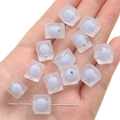Square acrylic macaron beads with light blue core for DIY jewelry and phone chains - 10Pcs/Pack / Matte Blue