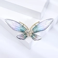 Elegant gradient butterfly brooch with crystal body and sequined wings on white background - Style 42/Purple Cyan Gradient Vein