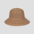 Women's breathable knitted bucket hat with wide brim in light brown color for summer sun - M(56-58cm) / Camel