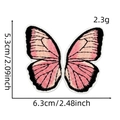 Pink butterfly embroidery patch with size dimensions 6.3cm x 5.3cm on white background - Butterfly / 10#